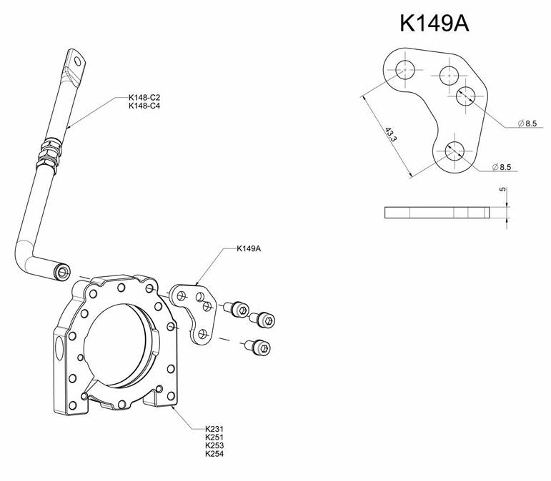 Curved Seat Strut Support Bracket