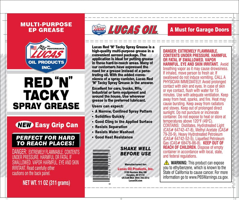 Lucas - Red "N" Tacky Spray Grease 311 g