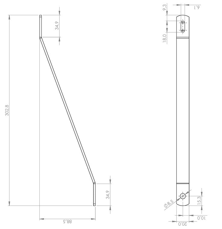Supports supérieurs de panneau Nassau - 24 cm